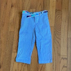 Seersucker boys pants with plaid belt